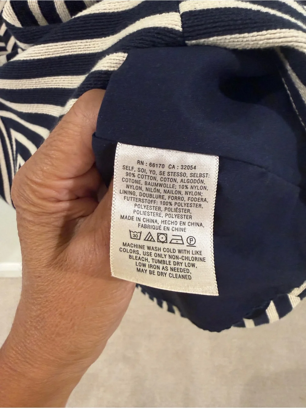 Anthropologie Maeve Navy and White Striped V-Neck Fit & Flare Dress